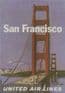 San Francisco United Air Lines - Metal Signs Prints Wall Art Print, - Vintage Travel Metal Poster